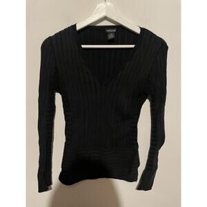 Vermani‎ Ribbed Silk Blend Sweater Black Ribbed Design Size Medium